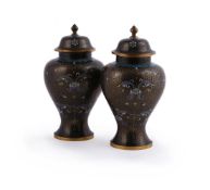 A pair of Chinese cloisonne baluster vases and covers