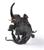Y A Japanese Bronze Animalier Group