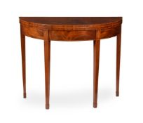 Y A George III mahogany, inlaid, and tulipwood crossbanded card table