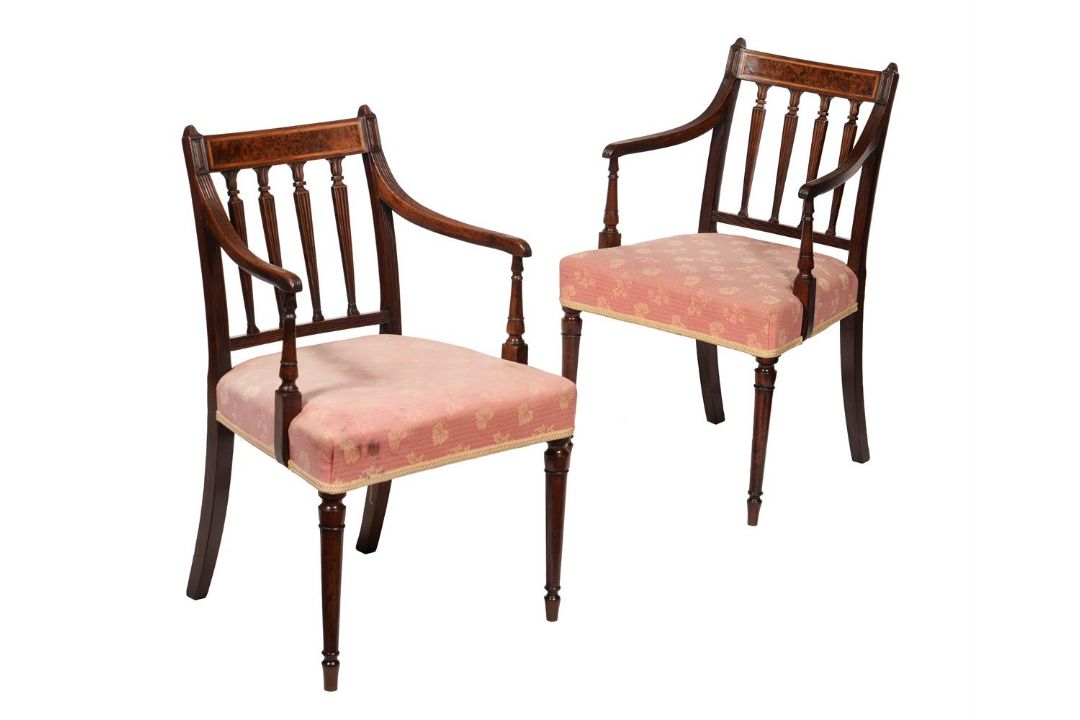 A pair of George III mahogany armchairs - Image 1 of 2