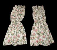 A pair of curtains, recently manufactured from Jean Monro rhododendron sprig pattern fabric
