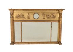 A late George III giltwood and composition overmantel wall mirror
