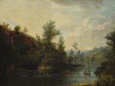 Continental School (19th century), Figure crossing a bridge