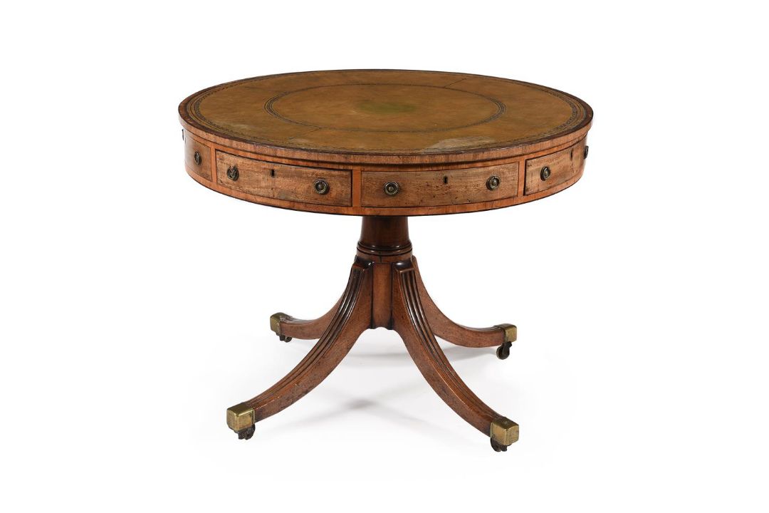 A George III mahogany drum library table - Image 1 of 4