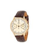 OMEGA, A GOLD COLOURED CHRONOGRAPH WRIST WATCH