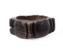A RARE TUDOR TREEN TURNED OAK OR SYCAMORE FOOD BOWL, 15TH/16TH CENTURY