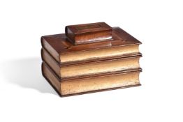 AN UNUSUAL NOVELTY VICTORIAN WALNUT, INLAID AND PARCEL GILT TEA CADDY, MID 19TH CENTURY