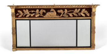 A REGENCY GILTWOOD TRIPTYCH WALL MIRROR, CIRCA 1815
