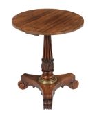 Y A GEORGE IV ROSEWOOD AND GILT METAL MOUNTED LOW PEDESTAL TABLE, ATTRIBUTED TO GILLOWS, CIRCA 1825