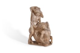 AFTER THE ANTIQUE, AN ITALIAN CARVED ALABASTER GROUP OF HERCULES SLAYING THE CENTAUR, 18TH CENTURY