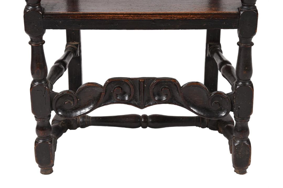 A CHARLES II OAK HIGH-BACK ARMCHAIR, CIRCA 1670 - Image 6 of 7