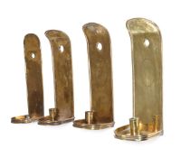 ANOTHER SET OF FOUR EMBOSSED SHEET BRASS WALL SCONCES, 18TH CENTURY