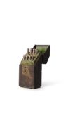 Y A GEORGE II MINIATURE SHAGREEN COVERED AND METAL MOUNTED KNIFE BOX, MID 18TH CENTURY