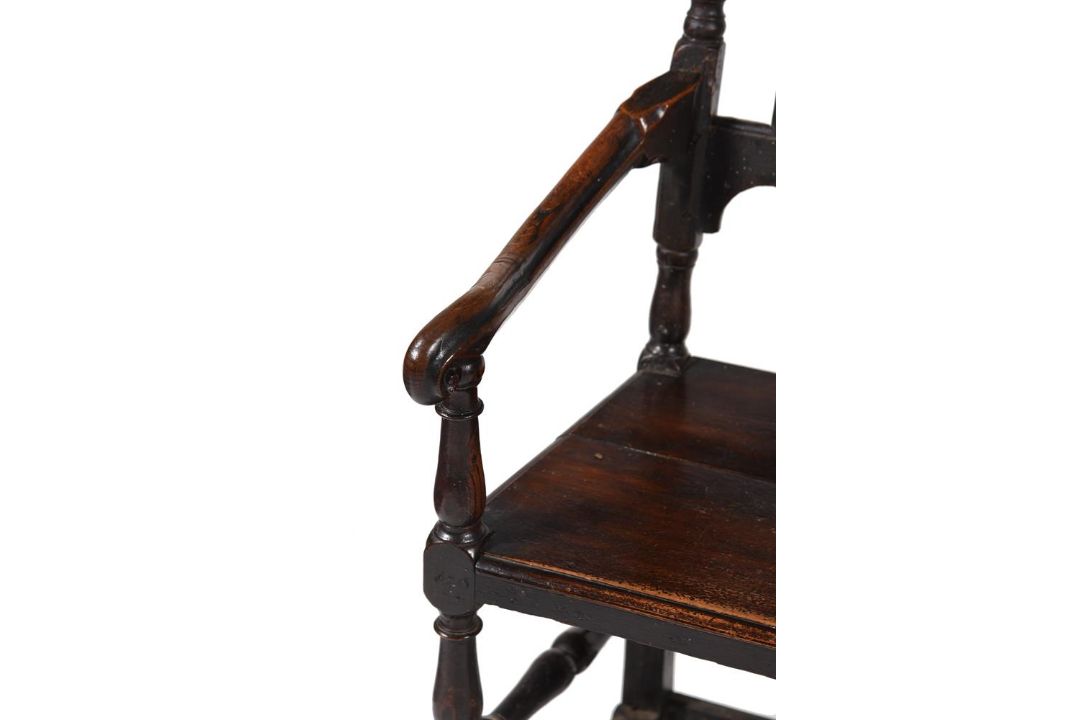 A CHARLES II OAK HIGH-BACK ARMCHAIR, CIRCA 1670 - Image 4 of 7