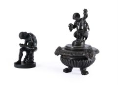 AN ITALIAN BRONZE INKWELL, IN THE 16TH CENTURY VENETIAN MANNER