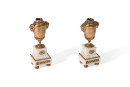 A PAIR OF GEORGE IV GILT BRONZE AND CARRARA MARBLE CASSOLETTES, CIRCA 1825