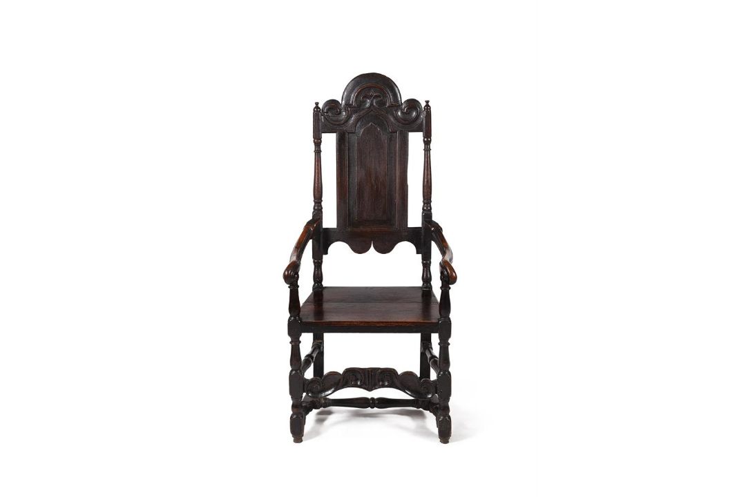 A CHARLES II OAK HIGH-BACK ARMCHAIR, CIRCA 1670 - Image 1 of 7
