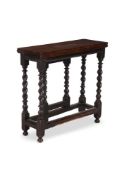 AN UNUSUAL CHARLES II WALNUT FOLDING SIDE OR WRITING TABLE, CIRCA 1680