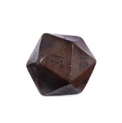 A WALNUT TEETOTUM OR POLYGON DIE, 18TH CENTURY