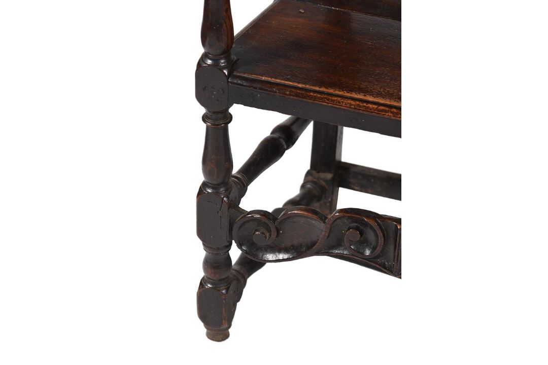 A CHARLES II OAK HIGH-BACK ARMCHAIR, CIRCA 1670 - Image 5 of 7