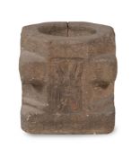 AN IMPRESSIVE CHARLES II SCULPTED GRITSTONE MORTAR, DATED 1670