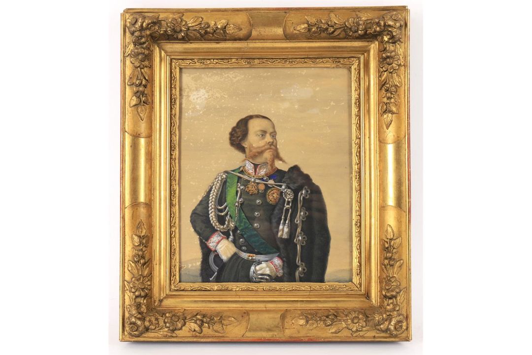 Continental School (19th century), Bewhiskered nobleman, possibly Victor Emmanuel II, King of Italy - Image 2 of 3