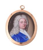 Circle of Christian Friedrich Zincke (German 1683-1767), A gentleman, wearing blue coat