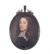 English School (late 17th century), A gentleman, wearing black doublet with lawn collar