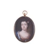 English School (early 18th century), A lady, wearing orange dress