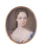 Christian Richter (Swedish 1678 - 1732), A lady, wearing orange dress with white frilled underslip