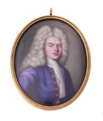 French School (18th century), A gentleman, wearing purple coat
