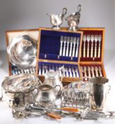 A LARGE COLLECTION OF SILVER-PLATE