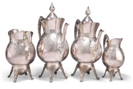 AN AMERICAN SILVER-PLATED FOUR-PIECE TEA AND COFFEE SERVICE