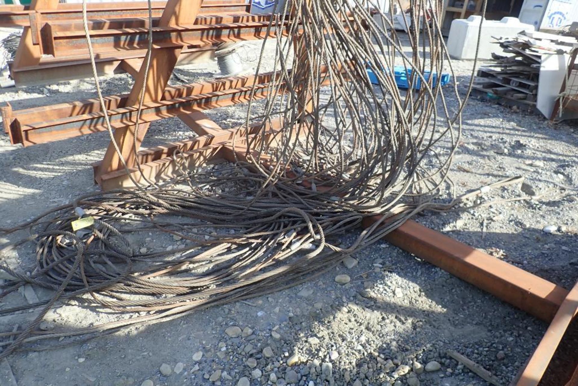 Cantilever Steel Rack w/ Asst. Braided Wire Slings. - Image 2 of 2