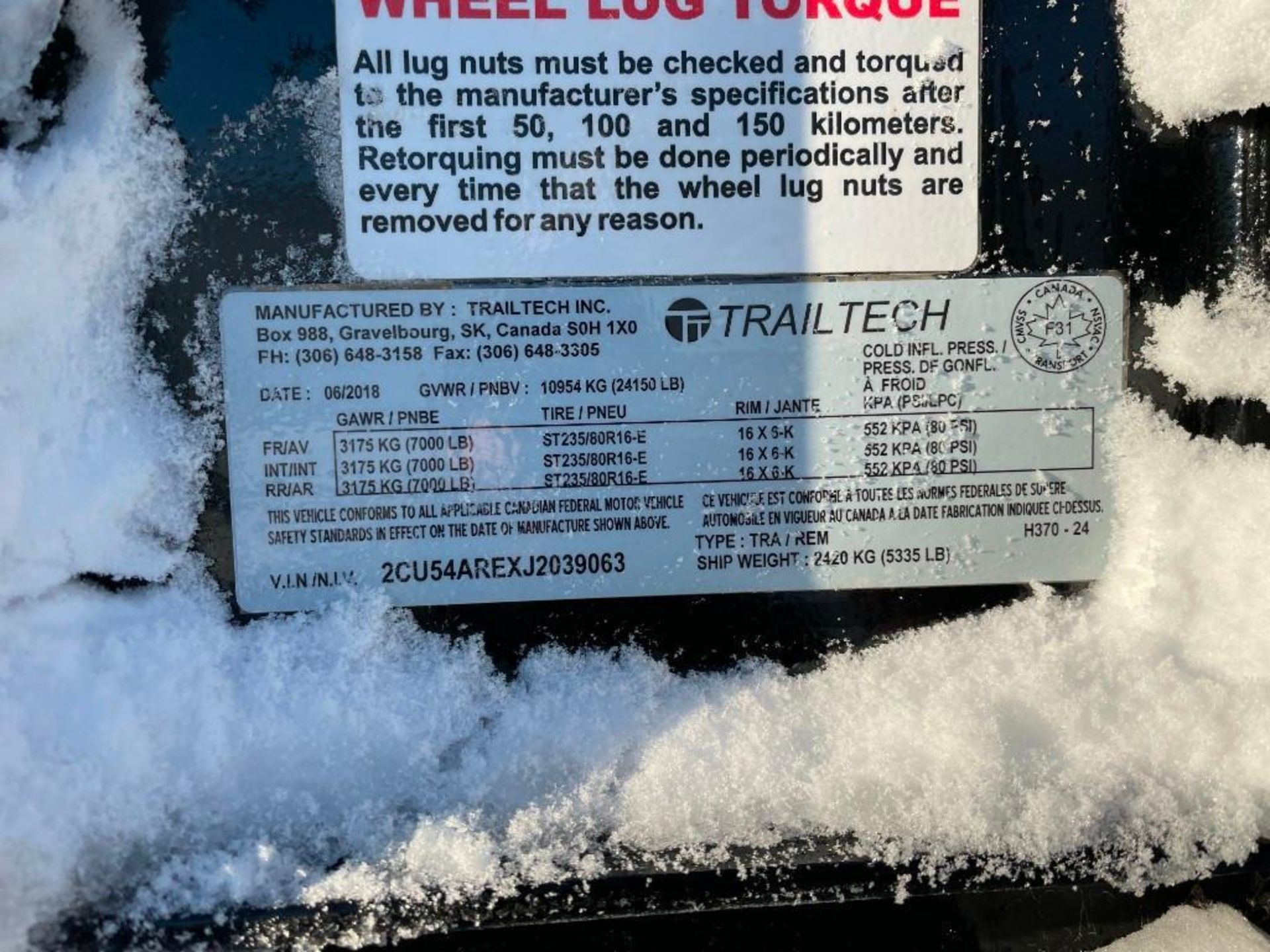 2018 Trailtech H370-24 Tridem Axle Gooseneck Flatdeck Trailer. VIN 2CU54AREXJ2039063.**IN EDMONTON** - Image 4 of 4