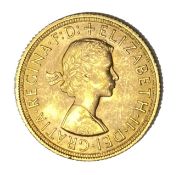 Elizabeth II gold Sovereign coin, 1958