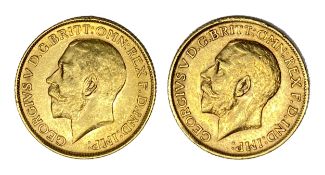 George V two gold Sovereign coins, 1911