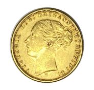 Queen Victoria gold Sovereign coin, 1876