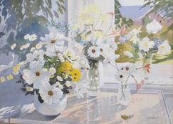 Two still life watercolours, Spring Flowers,