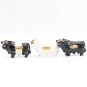 Collection of ten Rutherford's ceramic bull miniature decanters