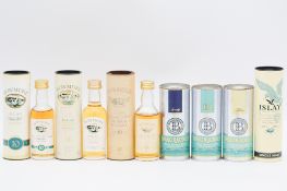 Seven assorted single Islay malt Scotch miniature whiskies