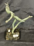 •Sculpture: Knuith Seim (1961-) Bronze figure on marble base, signed on reverse 1/10 Seim. 10ins.