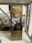 20th cent. Copper, treen brass water clock. 17ins.
