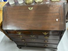 19th cent. Mahogany drop front bureau with well fitted interior. 36ins. x 41ins. x 20½ins.