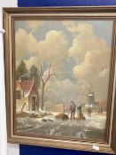 Raymond Campbell 1956: Oil on board stylised 