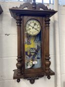 Clocks: 20th cent. Oak Vienna Regulator style. 29ins.