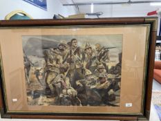Art: Watercolour after Richard Canton Woodville, Boer War Skirmish. 23ins. x 17½ins.