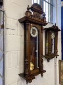 Clocks: 19th/early 20th cent. Mahogany Vienna regulator with enamelled chapter, Roman numerals,