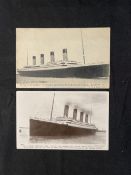 R.M.S. TITANIC: FGO Stuart postcard of Titanic at sea, plus Beagles real photo card of Titanic
