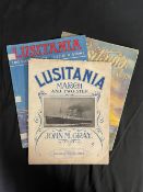 R.M.S. LUSITANIA: Original memorial sheet music. (3)